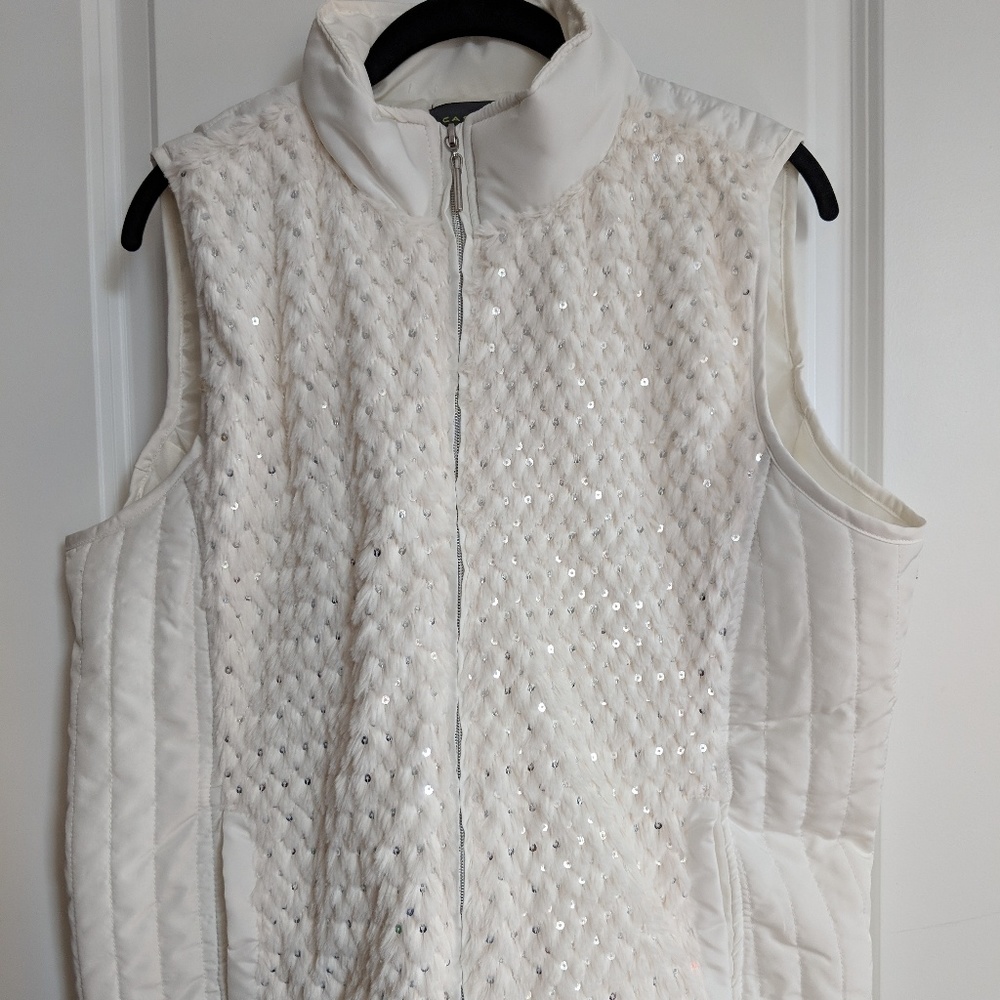 White sequin vest